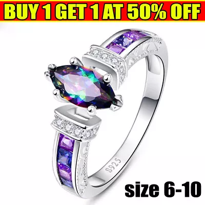 925 Sterling Silver Diamond Ring Ladies Jewelry Engagement Wedding Size 6-10 UK# • £6.21