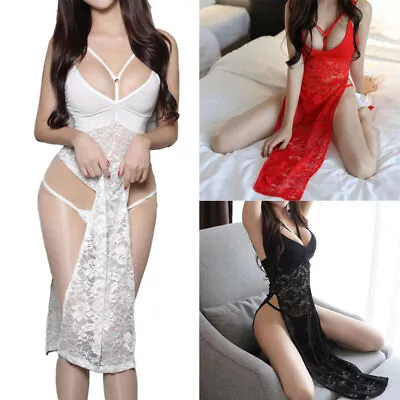 Womens Spaghetti Strap Backless Thigh-high Slit Bodycon Maxi Long Dress Clubwear • $10.69