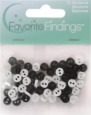 Mini Black & White Buttons  By Favorite Findings - Pkg Of 75 • $3.95