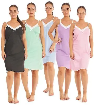 Ladies Strappy Lace Nightwear 100% Cotton Heart Summer Short Nightdress M To 3XL • £9.95