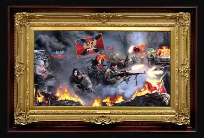 Print On Canvas Of Oil Painting Arseni ~ FURY. BATTLE 12  X 6.6  NO FRAME USA • £19.94