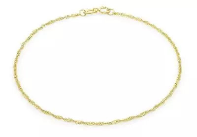 9ct Yellow Gold 16 Twist Curb Chain Bracelet 23cm/9  Thin Womens Anklet  • £32.99