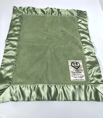 MY BLANKEE Green Minky Satin Trim Lovey Baby Blanket Security SOFT 13.5”X16” • $29.99