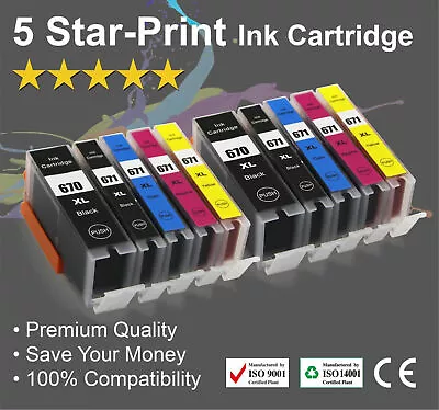 10 Ink Cartridges For Canon PGI-670XL CLI671XL PIXMA MG5760 MG5765 MG5766 MG6860 • $26.89