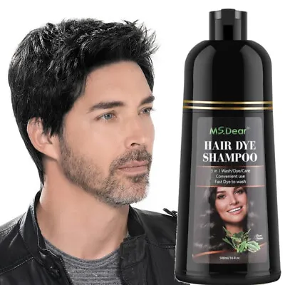 Black Hair Color Shampoo For Gray Hair New Instant Herbal Hair Dye Shampoo 500ml • £11.95