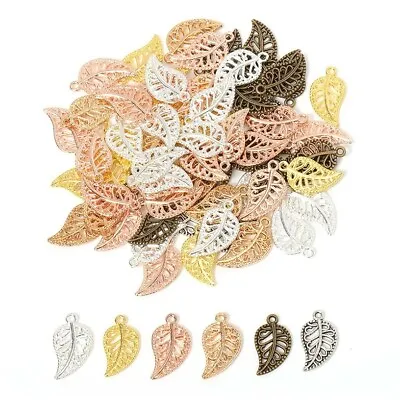 Tree Leaf Metal Charms For Jewellery Making X10 Pendants 17x9mm Leaves Autumn • £2.99