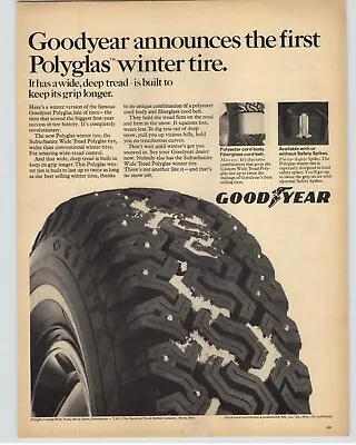 1968 Goodyear Polyglas Winter Tire Photo Official Promo Vintage Print Ad • $16.84