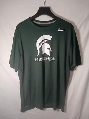 Nike T Shirt Mens XL Dri-Fit Michigan State Spartans MSU Football Green Logo • $19.99