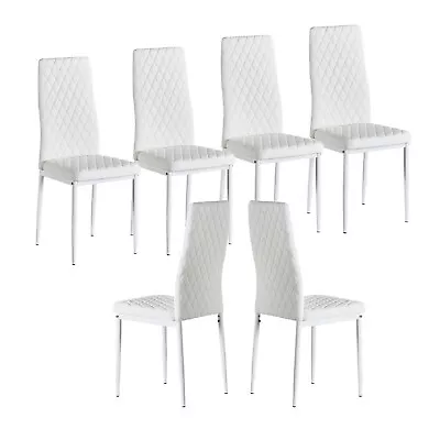 6pcs Dining Chairs PU Leather Metal Leg High Back For Dinner Event Room Chair US • $245.99