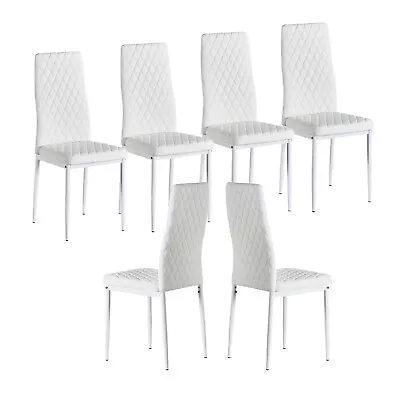 6pcs Dinner Event Room Chair PU Leather Metal Leg High Back For Dinner New • $284.99