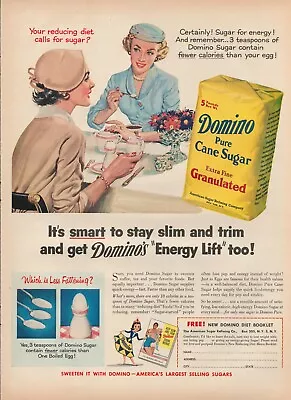 1955 Domino Pure Cane Sugar Reducing Diet Calls For Lady's Vintage Print Ad • $9.99