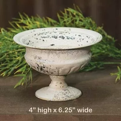 Chippy Metal Urn Planter CREAM - Shabby Chic / French Country 6.25 W X 4 H • $12.88