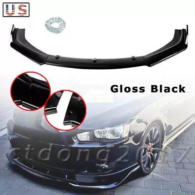 Glossy Black Front Bumper Lip Spoiler Body Kit For Mitsubishi Lancer 2010-2017 • $46.99