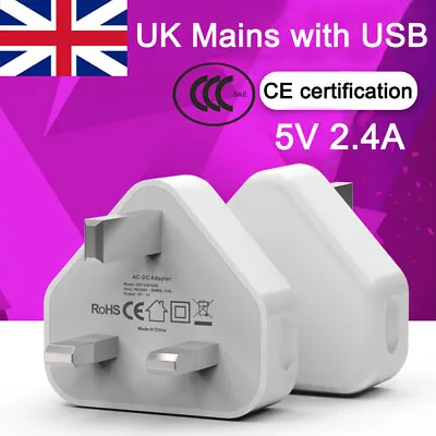 £2.99 • Buy  DOUBLE USB UK AC WALL PLUG CHARGER ADAPTER 5V 2.4A FOR ALL IPhones SAMSUNG HTC 