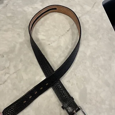 Vintage Nocona Belt Co Men’s Black Leather Basket Weave Belt Inside Zipper 40 • $24.99