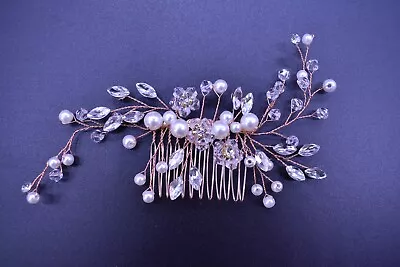 £3.99 • Buy Bridal Flower Hair Comb Diamante Crystal Pearl Wedding Clip Slide Headband Prom