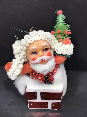 £17.65 • Buy Christmas Santa Ornament Push Pin Beaded Sequined Felted 1960’s Vintage