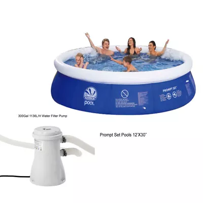 12ft Prompt Set Inflatable Paddling Garden Swimming Pool With Water Pump  • £8.95