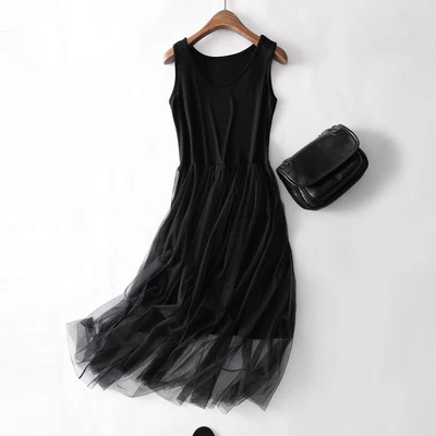 $0.99 • Buy Women Summer Yarn Splicing Dress Sleeveless Boho Beach Sundress Casual Wear