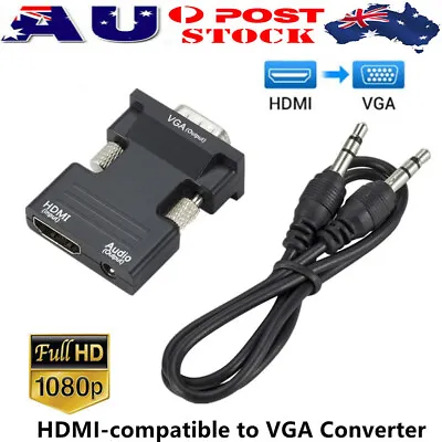 HDMI To VGA Male Female Video Adapter Cable Converter Audio HD 1080P Laptop PC • $6.99