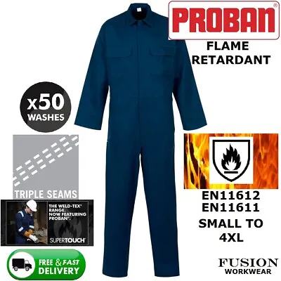 £33.95 • Buy Welding Coveralls,proban,cotton Overalls,flame Retardant,welding,grinding,blue