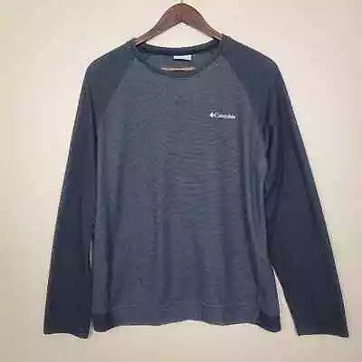 Columbia Gray Striped Crewneck Long Sleeve Baseball Tee Mens Medium • $18