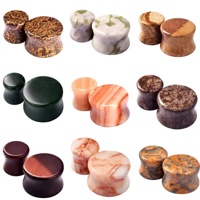 $3.39 • Buy 1Pair Ear Gauges Plugs Tunnels Multi Organic Stone Double Flare Expander 2g-5/8 