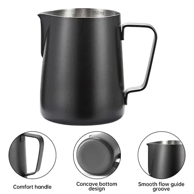 Coffee Frothing Jug Latte Art Milk Frother Pitcher Stainless Steel Measurement • $14.87