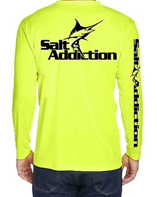 Salt Addiction Long Sleeve Microfiber Performance Marlin Fishing T Shirt 30+ UV • $28.49