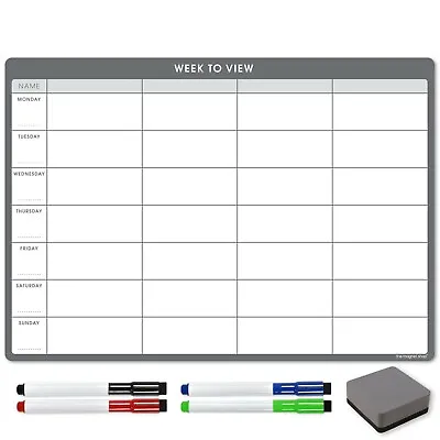 £12.95 • Buy Magnetic Weekly Planner, Memo Board Fridge Whiteboard Dry Erase Fridge Calendar