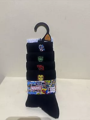 Disney Marvel Comics Men’s Socks Size 9-12 Pack Of 4 Cotton Rich • £8.99