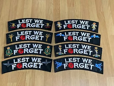 Lest We Forget Poppy Rocker - Embroidered - Various Military Sew On BACK Patch • £28