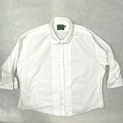 Lauren Ralph Lauren Tuxedo Dress Shirt 22 34/35 French Cuff White Pleated • $34.95