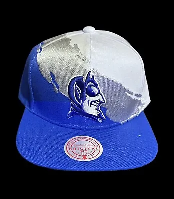 New Duke Blue Devils Mens Mitchell & Ness Flatbrim Snapback Paintbrush Hat $36 • $25