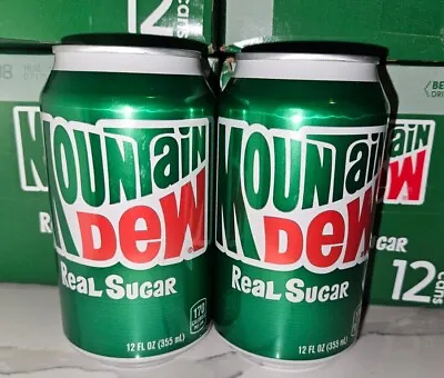 2x Unopened Mountain Dew MTN Dew REAL SUGAR 12oz Can - DISCONTINUED BB 08/2024 • $14.95