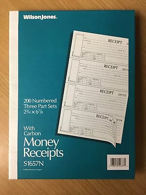 Hardcover Book Money Receipt 8-1/2  X 11   Numbered 3 Part Carbon - NEW! • $5.95