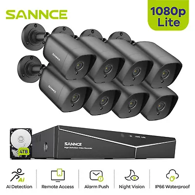 SANNCE 1080P CCTV Camera System 4 8CH 2MP 5IN1 Video DVR Night Vision Security • £49.81
