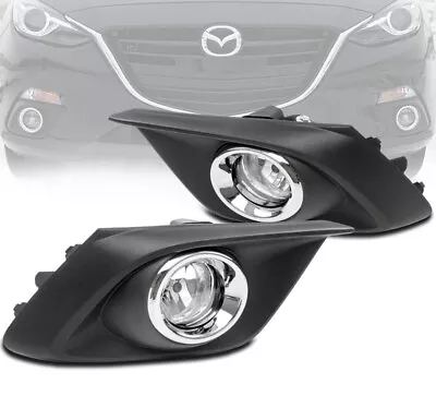 14-16 Mazda 3 Hatchback/sedan Bumper Fog Lights Lamp Chrome W/bracket Left+right • $72.95