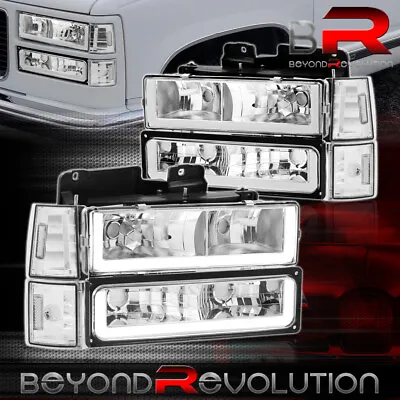 For 1994-1998 GMC C10 C/K C1500 C2500 C3500 Clear LED DRL Headlights Bumper Lamp • $169.99