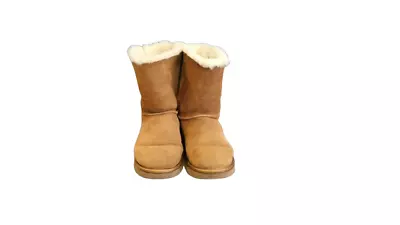 UGG Women Sheep Skin Boots Size 5 Midi Bailey Bow Chestnut  - Charity Listing • £59.99