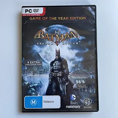 Batman : Arkham Asylum (PC Game DVD 2011) Manual Included Game Of Year • $16