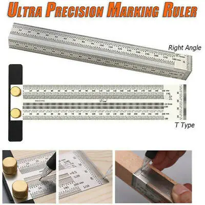 Ultra Precision Marking Ruler T Type Square Woodworking Scriber Measuring Tool • $6.76