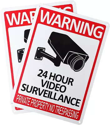 24 Hour Video Surveillance Sign Reclcatt 10 X 7 Inch No Trespassing Aluminum Wa • $7.45