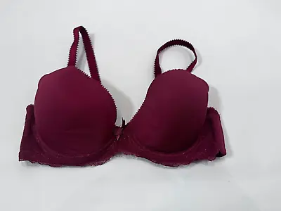 Body Flirt Bra Underwired Padded Memory Foam Cups Lace Detail Bra Size 34B Red • £8.99