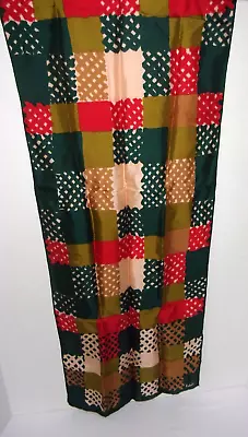 Vintage Echo Silk Scarf Colorblock Geometric Red Green Multi • $10.90