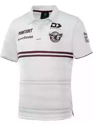 Manly Sea Eagles 2022 NRL Mens White Alternate Polo Shirt Sizes S-7XL • $74.95