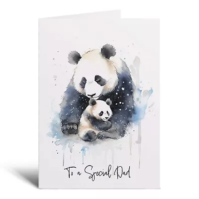 Birthday Card For Dad Card Or Father Day Birthday Card With Panda Illustration • £4.04