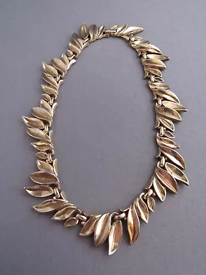 Vintage Trifari Gold Tone Leaf Collar Bib Necklace • $39.99