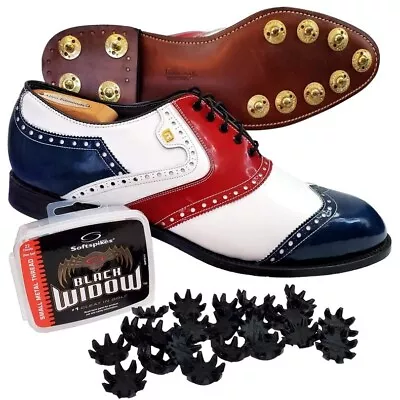Footjoy Classics Golf Shoes New Vintage Men's 13 B Metal Soft Spikes Blue Red • $517.50