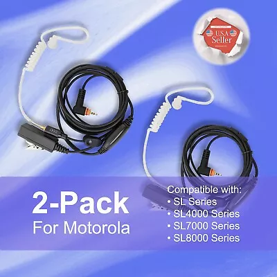 2x Acoustic Tube 2-Wire Earpiece W/ PTT Mic For Motorola Radios SL3500 SL7580e • $39.99